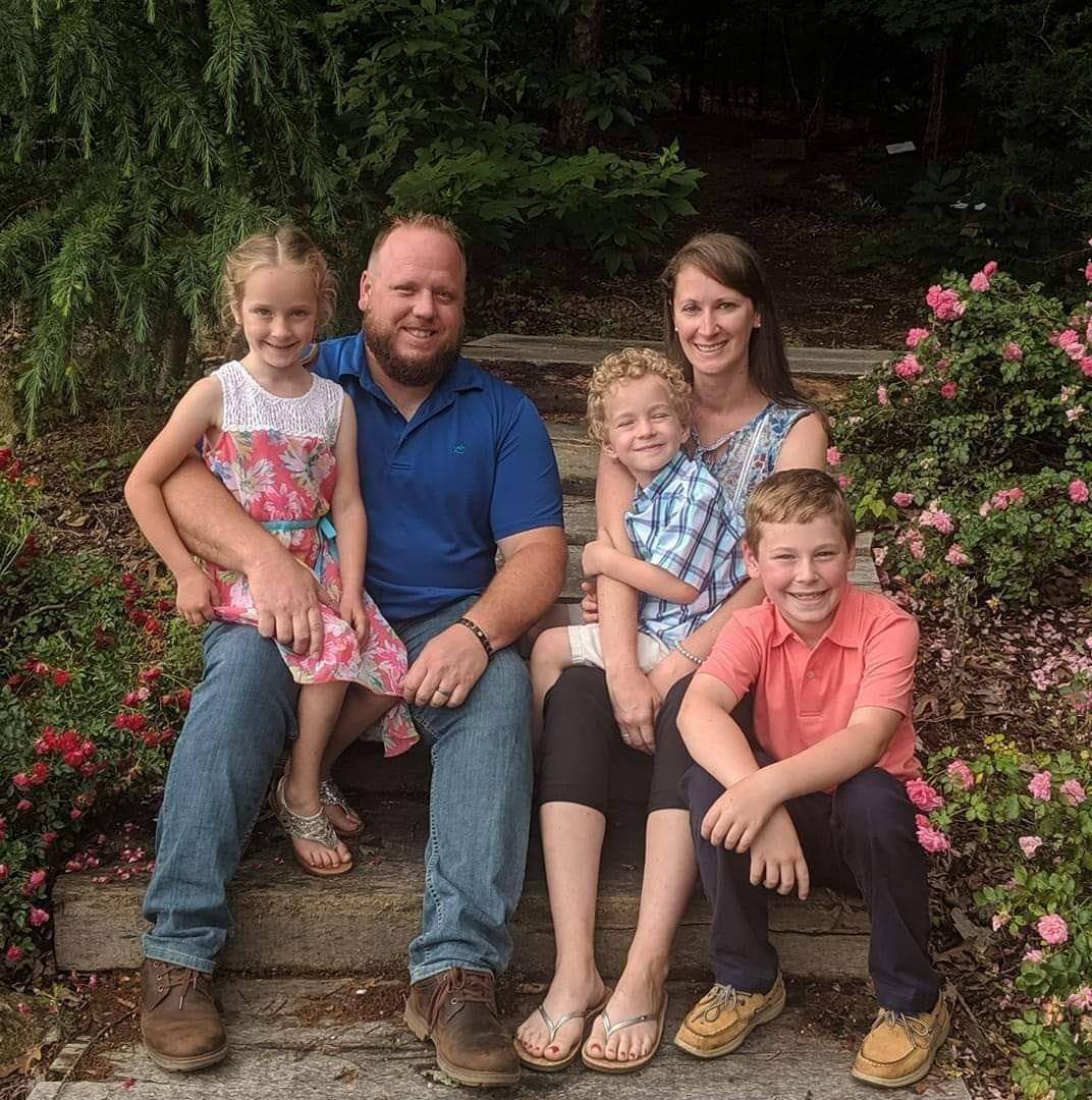 The Detandt family today — Nathan, Joanna, Landon, Kaitlyn, and Gavin